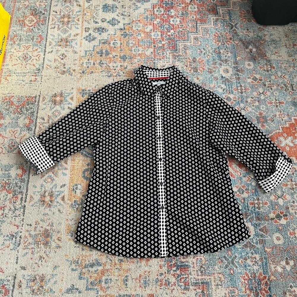 Foxcroft button-down patterned contrast cuffs shi… - image 1